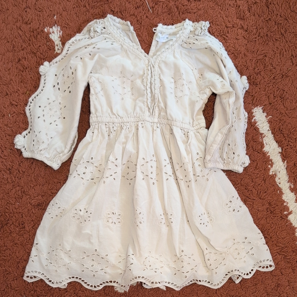 Zara Cream Eyelet Kids Dress